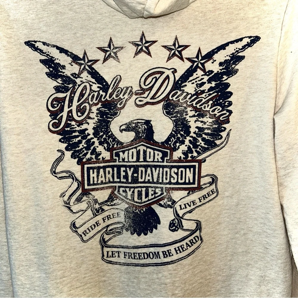 Medium cream, navy and red genuine Harley Davidson hoodie. - Picture 4 of 6